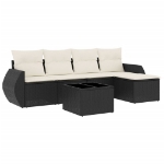 Set Divano da Giardino 6 pz con Cuscini Nero in Polyrattan