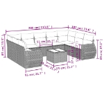 Set Divano da Giardino 10 pz con Cuscini Beige in Polyrattan