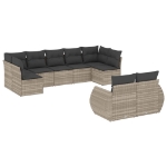 Set Divano da Giardino 9pz con Cuscini Grigio Chiaro Polyrattan