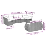 Set Divano da Giardino 9pz con Cuscini Grigio Chiaro Polyrattan