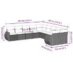 Set Divano Giardino 10 pz con Cuscini Grigio Chiaro Polyrattan