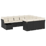 Set Divani da Giardino 11 pz con Cuscini in Polyrattan Nero