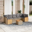 Set Divano da Giardino 8 pz con Cuscini Beige in Polyrattan