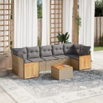 Set Divano da Giardino 8 pz con Cuscini Beige in Polyrattan