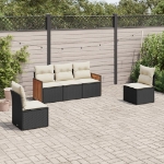 Set Divani da Giardino 5 pz con Cuscini in Polyrattan Nero