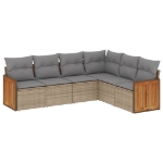 Set Divano da Giardino 6 pz con Cuscini Beige in Polyrattan