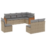 Set Divano da Giardino 8 pz con Cuscini Beige in Polyrattan