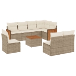 Set Divano da Giardino 9 pz con Cuscini Beige in Polyrattan