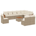 Set Divani da Giardino 11 pz con Cuscini Beige in Polyrattan