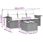 Set Divano da Giardino 4pz con Cuscini Grigio Chiaro Polyrattan