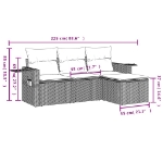 Set Divani da Giardino 4 pz con Cuscini Nero in Polyrattan