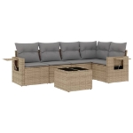 Set Divano da Giardino 6 pz con Cuscini Beige in Polyrattan