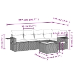 Set Divano da Giardino 6 pz con Cuscini Beige in Polyrattan