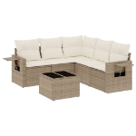 Set Divano da Giardino 6 pz con Cuscini Beige in Polyrattan
