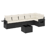 Set Divani da Giardino con Cuscini 7pz Nero Polyrattan