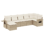 Set Divani da Giardino 7 pz con Cuscini Beige in Polyrattan