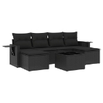Set Divani da Giardino con Cuscini 7pz Nero Polyrattan