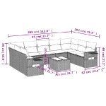 Set Divani da Giardino 10pz con Cuscini in Polyrattan Marrone