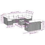 Set Divano da Giardino 10 pz con Cuscini Beige in Polyrattan