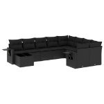 Set Divani da Giardino 10pz con Cuscini in Polyrattan Nero