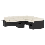 Set Divani da Giardino 11 pz con Cuscini in Polyrattan Nero