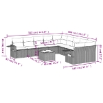 Set Divani da Giardino 11 pz con Cuscini in Polyrattan Nero