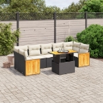 Set Divani da Giardino con Cuscini 8 pz Nero in Polyrattan