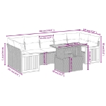 Set Divano da Giardino 8 pz con Cuscini Beige in Polyrattan