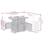 Set Divano da Giardino 6 pz con Cuscini Nero in Polyrattan