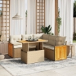 Set Divano da Giardino 6 pz con Cuscini Beige in Polyrattan