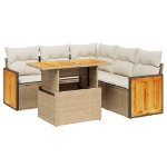 Set Divano da Giardino 6 pz con Cuscini Beige in Polyrattan