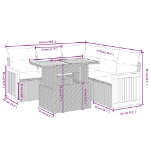 Set Divano da Giardino 6 pz con Cuscini Beige in Polyrattan