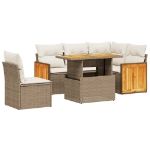 Set Divano da Giardino 6 pz con Cuscini Beige in Polyrattan