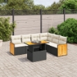 Set Divani da Giardino con Cuscini 7pz Nero Polyrattan