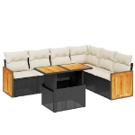 Set Divani da Giardino con Cuscini 7pz Nero Polyrattan