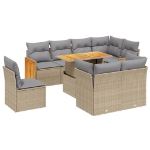Set Divano da Giardino 9 pz con Cuscini Beige in Polyrattan