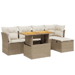 Set Divano da Giardino 6 pz con Cuscini Beige in Polyrattan