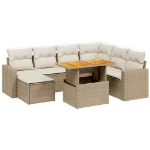 Set Divano da Giardino 8 pz con Cuscini Beige in Polyrattan