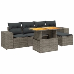 Set Divano da Giardino 6 pz con Cuscini Grigio in Polyrattan