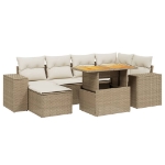 Set Divani da Giardino 7 pz con Cuscini Beige in Polyrattan