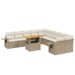 Set Divani da Giardino 11 pz con Cuscini Beige in Polyrattan