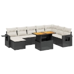 Set Divani da Giardino 9 pz con Cuscini Nero in Polyrattan
