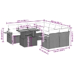 Set Divano da Giardino 9 pz con Cuscini Grigio in Polyrattan