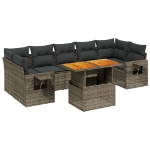Set Divano da Giardino 8 pz con Cuscini Grigio in Polyrattan