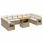 Set Divani da Giardino 11 pz con Cuscini Beige in Polyrattan