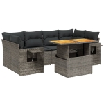 Set Divani da Giardino 7 pz con Cuscini Grigio in Polyrattan