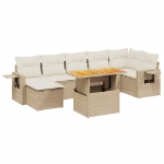 Set Divano da Giardino 8 pz con Cuscini Beige in Polyrattan