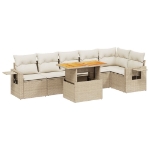 Set Divani da Giardino 7 pz con Cuscini Beige in Polyrattan