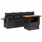 Set Divani da Giardino 5 pz con Cuscini in Polyrattan Nero