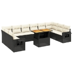 Set Divani da Giardino 11 pz con Cuscini in Polyrattan Nero